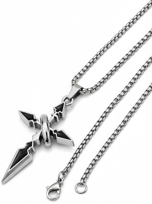 P. R. PRINTS Cross Black Silver Locket Chain Jewelry for Boys Silver Plated Stainless Steel Necklace Set