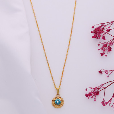 brado jewellery Gold Plated 22Inch Traditional Fashion Jewellery Pendant Chain for Women & Girls Crystal Gold-plated Plated Alloy Necklace