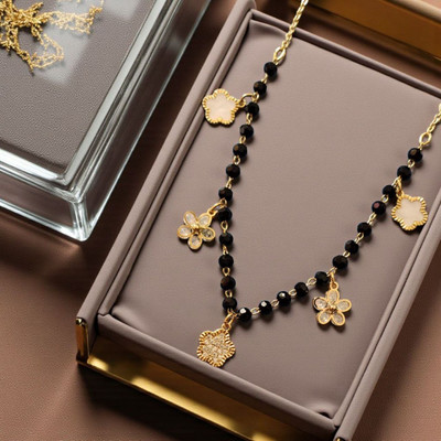 jisraa Bridal Party Daily Wear Chain Choker Pendant Locket Necklace for women & girls Gold-plated Plated Stainless Steel Choker