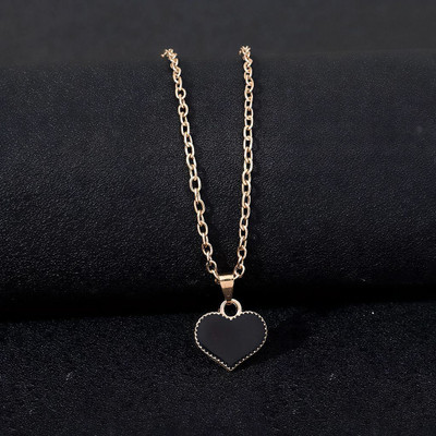 WoodenBurg Gold Plated Black Heart Pendant Necklace for Women and Girls Gold-plated Plated Alloy Necklace