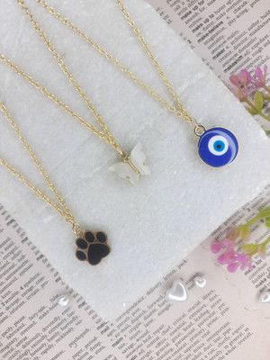 EnlightenMani Good Vibes Evil Eye Necklaces Collection ~ Pack of 3 Necklaces Gold-plated Plated Alloy Necklace Set