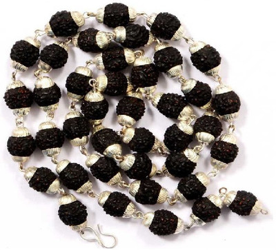 JangraBro PAYSTORE black rudraksha in silver cap mala Brass Plated Wood Chain