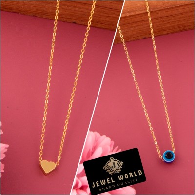 Jewel WORLD Combo Pack of 2 Necklace Pendant Chain for Girls-women Diamond Necklace Set Cubic Zirconia Gold-plated Plated Brass, Alloy Chain