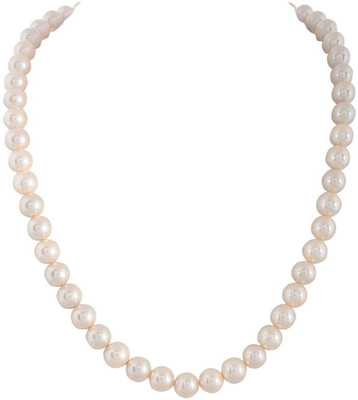 Beaded Golden White Sea Shell Round 8mm Pearl Single Line String Beads/Girls KlPearl Onyx Alloy Necklace Set