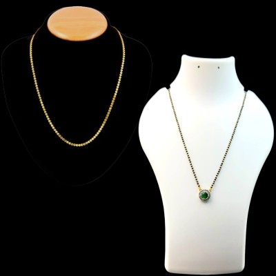 Charms 2 pics set Women Fashion Chain With mangalsurt combos set Gold-plated Plated Alloy Chain Set