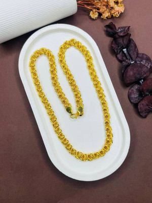 Yojihi 1 gram High Quality Indian Polished “20” Inches Gold Chain for Men and boy Gold-plated Plated Alloy Chain