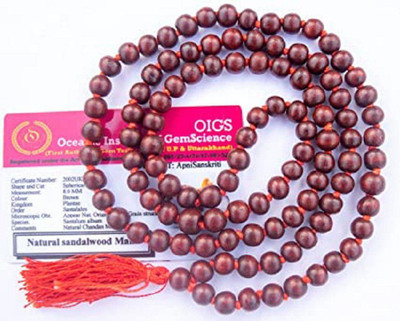 Apnisanskriti Chandan Mala Brown Sandalwood Mala (108+1 Beads, Lab Certified), Pack of 1 Wood Chain