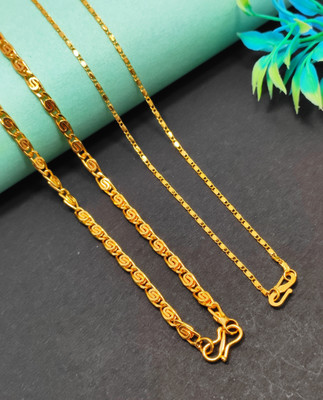 Divyanshi Collection Combo Of 2 Stylish One Gram Gold Plated Designer Chain Gold-plated Plated Brass Chain