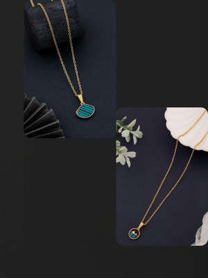 Dressberry SET OF 2 PENDANT CHAIN FOE GIRLS AND WOMEN Gold-plated Plated Brass Necklace Set