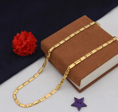 GHAREMIVA 1 gram High Quality Indian Polished “20” Inches Gold Chain for Men and boy Copper Chain