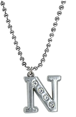 zebisco Premium Silver Alphabet N with Ball Chain Letter Pendant Locket (Pack of-1) Silver, Platinum Silver, Stainless Steel, Sterling Silver, Titanium, Zinc Locket
