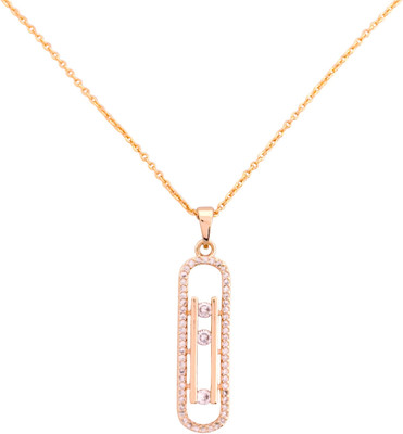 ZIRCON JEWELS Capsule Trio Bar Pendant Necklace For Women & Girls | Gift Box Ready Cubic Zirconia Gold-plated Plated Copper Chain Set