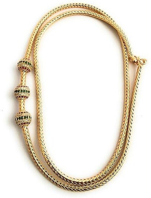 Krishna Creation Gram Gold Plated Copper Traditional Mugappu Designer Neck Chain Cubic Zirconia Gold-plated Plated Alloy Necklace