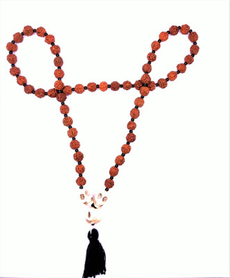 Raviour Lifestyle Energized Holy Mund Mala Rudraksha Beads Skull Mala Kaali Pooja Big size skull Agate Stone Chain