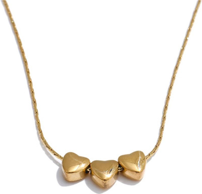 Diving Swan Hearts in Harmony Set - Gold Gold-plated Plated Stainless Steel Chain