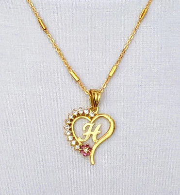 JETWAL H Letter Heart Shape Pendant with Chain Gold-plated Plated Alloy Chain