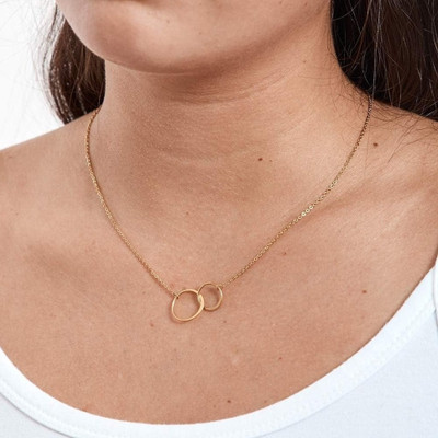 Vembley Single Layered Double Circle Pendant Necklace For Girls And Women Gold-plated Plated Alloy Necklace