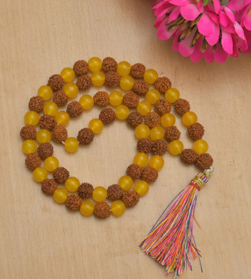 GIACOMO Guru Chandra Gaj Kesari Yog Mala Moon Stone-Yellow For Money/Power/Prosperity Crystal Stone, Glass Necklace