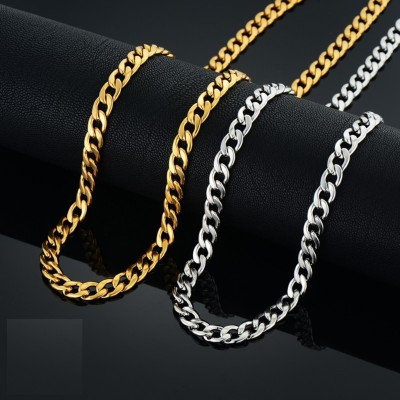 King of World Fashion Stylish Heavy Golden Neck Men Chain Gold-plated, Sterling Silver Plated Brass Chain Set