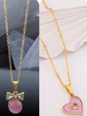 Dressberry Elegant Set of 2 Necklace Chain for girls and Women Gold-plated Plated Brass Chain