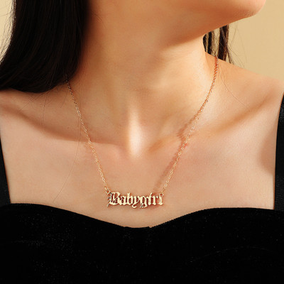 TVI Single Layered Babygirl Word Pendant Necklace For Girls And Women Gold-plated Plated Alloy Necklace