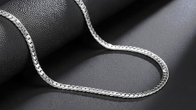 PRIDE STORE Men’s Silver Stainless Steel Chain Necklace – Flat Snake Chain for Everyday Wear Silver Plated Stainless Steel Chain