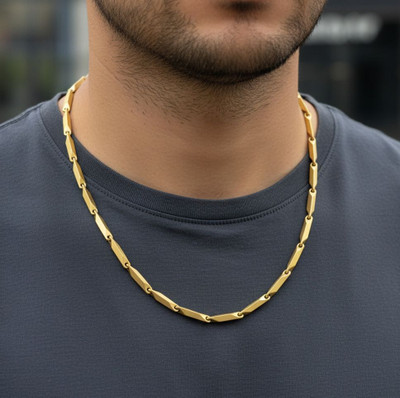 GEETADECORS Men's Solid Link Chain of Luxury Premium Design Gold-plated Plated Stainless Steel Chain