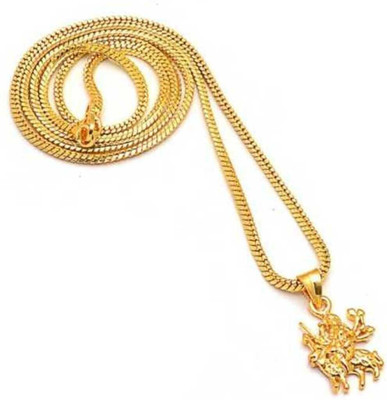 house of common NAKIT GOLD PLATED DURGA MATA PENDENT/LOCKET WITH CHAIN FOR MEN/WOMEN Gold-plated Plated Alloy Chain Set