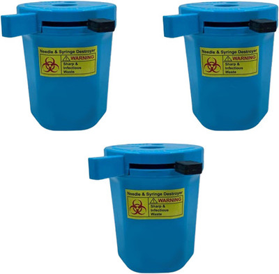 MEDISKY Manual Needle Cutter 500ml Capacity For Health Clinics & Laboratories -Pack of 3 Needle Burner