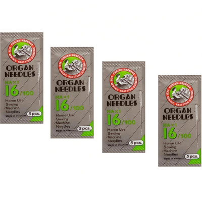 ORGAN organ Needles (4 Packs, 20 Needles, Each Contain 5) Machine Sewing Needle(Universal Needle ha 16 Pack of 20)