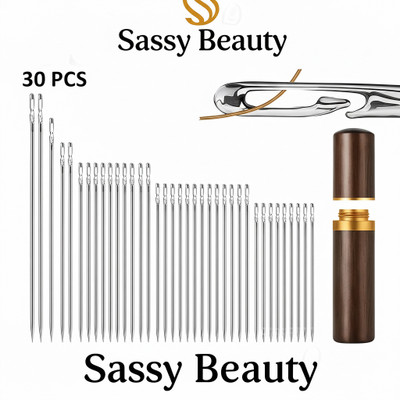 sassy beauty Hand Sewing Needle(Regular Point Needle Quilting Needle Self-Threading Quilting Needle with Wooden Needle Case Pack of 30)