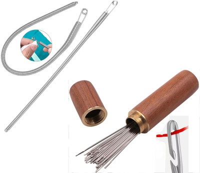 ExcitingDEalz Self Threading Needle-Side Hole (30 Pcs) + 1Pc Flexible Elastic Drawstring Tool Hand Sewing Needle(Universal Needle Standard Pack of 30)
