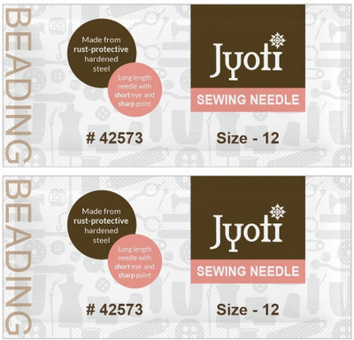 Jyoti Beading Hand Sewing Needles 12, Long Length with Short Eyes & Sharp Point Hand Sewing Needle(Regular Point Needle 12 Pack of 200)
