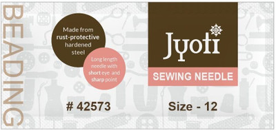 Jyoti Beading Hand Sewing Needles Size 12, Long Length with Short Eyes & Sharp Point Hand Sewing Needle(Regular Point Needle 12 Pack of 100)