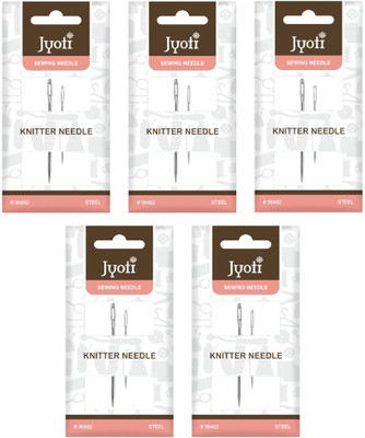 Jyoti Knitter Needle - 2C, Chromium Steel Wool Needles for Thicker Thread & Yarn, Hand Sewing Needle(Knitting Needle Needle 1.2 & 2.2 inch Pack of 5)