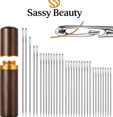 sassy beauty Hand Sewing Needle(Regular Point Needle Quilting Needle Self-Threading Quilting Needle with Wooden Needle Case Pack of 30)
