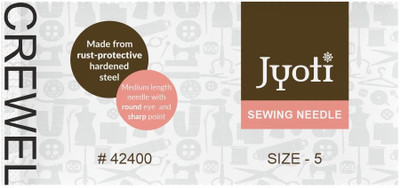 Jyoti Crewel Hand Sewing Needle Size 5, Medium-Length with Sharp Point & Elongated Eye Hand Sewing Needle(Regular Point Needle 5 Pack of 500)