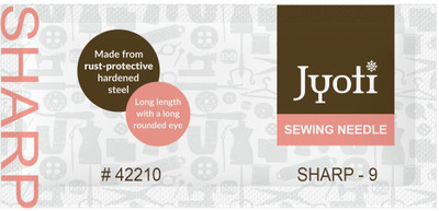 Jyoti Sharp Hand Sewing Needles Steel (Size 9), Small Eye & Sharp Point, Medium-Length Hand Sewing Needle(Sharps Needle 9 Pack of 500)