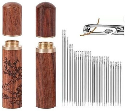 HINSHITSHU Hand Sewing Needle(Regular Point Needle 1 SET of Quilting Needle Self-Threading Quilting Needle with Wooden Needle Case Pack of 30)