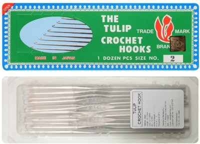 Jyoti Tulip Crochet Hook - Steel (12 Pieces of 5 Inch / 12cm of Size 2 in a Box) Hand Sewing Needle(Crochet Needle 2 Pack of 10)