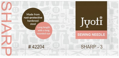 Jyoti Sharp Hand Sewing Needles Steel (Size 3), Small Eye & Sharp Point, Medium-Length Hand Sewing Needle(Sharps Needle 3 Pack of 500)
