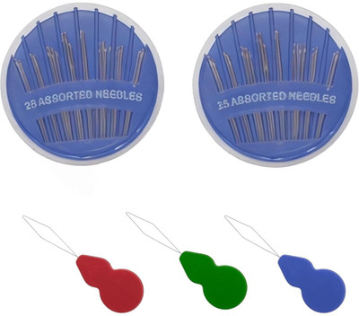 Cylone And Sons Sewing Needles Set, 50 Assorted Needles with 3 Needle Threaders, Pack of 2, Hand Sewing Needle(Universal Needle Free Pack of 106)