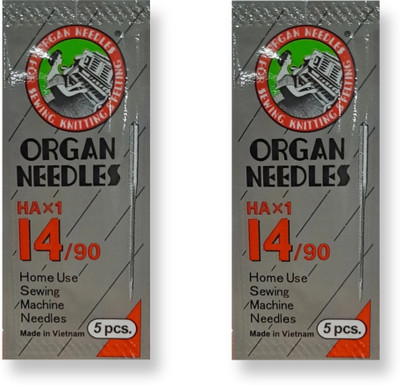 SSS HAx1-14/90 Premium Organ Art and Craft Stainless Steel Needles | Size 14 Machine Sewing Needle(Regular Point Needle HAX1 14 NO. NEEDLE Pack of 10)