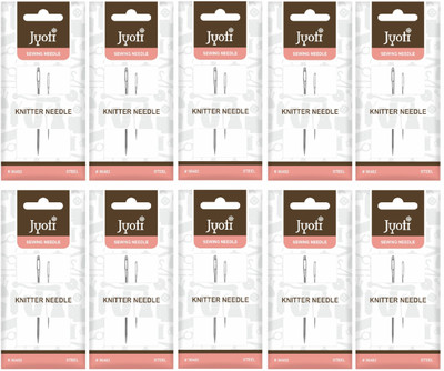 Jyoti Knitter Needle - 2C, Chromium Steel Wool Needle for Thicker Thread & Yarn, Hand Sewing Needle(Knitting Needle Needle 1.2 & 2.2 inch Pack of 10)
