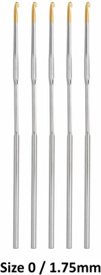 Jyoti Crochet Hooks - Steel (Gold Point) (1 Piece of 5 Inch / 12cm of Size 0 in a Card) - Pack of 5 Cards Hand Sewing Needle(Crochet Needle 0 / 1.75mm Pack of 5)