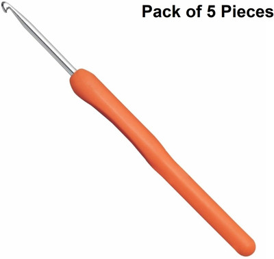 Jyoti Crochet Hooks - Aluminium with Plastic Handle (1 Piece of Size 10 in a Card) Hand Sewing Needle(Crochet Needle 6 Inch / 15cm Pack of 5)