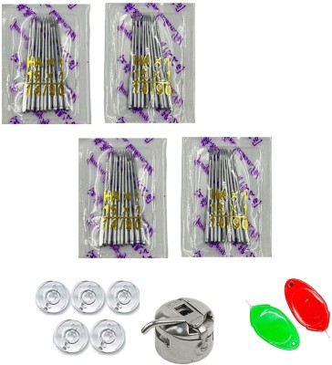 ZENITH Sewing machine Needles 10pc, 5pc Bobbins,1 Bobbin case & 2pc Needle Threader Machine Sewing Needle(Universal Needle Medium Pack of 40)