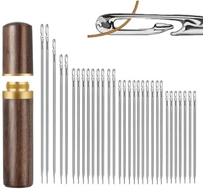 mshine Hand Needles Self Threading with Wooden Case Hand Sewing Needle(Regular Point Needle Multi-Size Pack of 30)