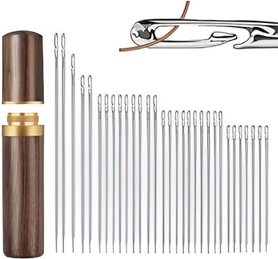 MSVTRADESS Needles Threader Inserter Set, Quilting Needles,Stitching Sewing Needle Set Hand Sewing Needle(Regular Point Needle (3.6–6.7)cm Pack of 30)