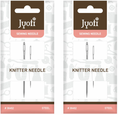 Jyoti Knitter Needle - 2C, Chromium Steel Wool Needles for Thicker Threads & Yarn, Hand Sewing Needle(Knitting Needle Needle 1.2 & 2.2 inch Pack of 2)